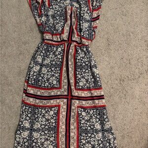 Monteau Navy and Red Floral Maxi Dress